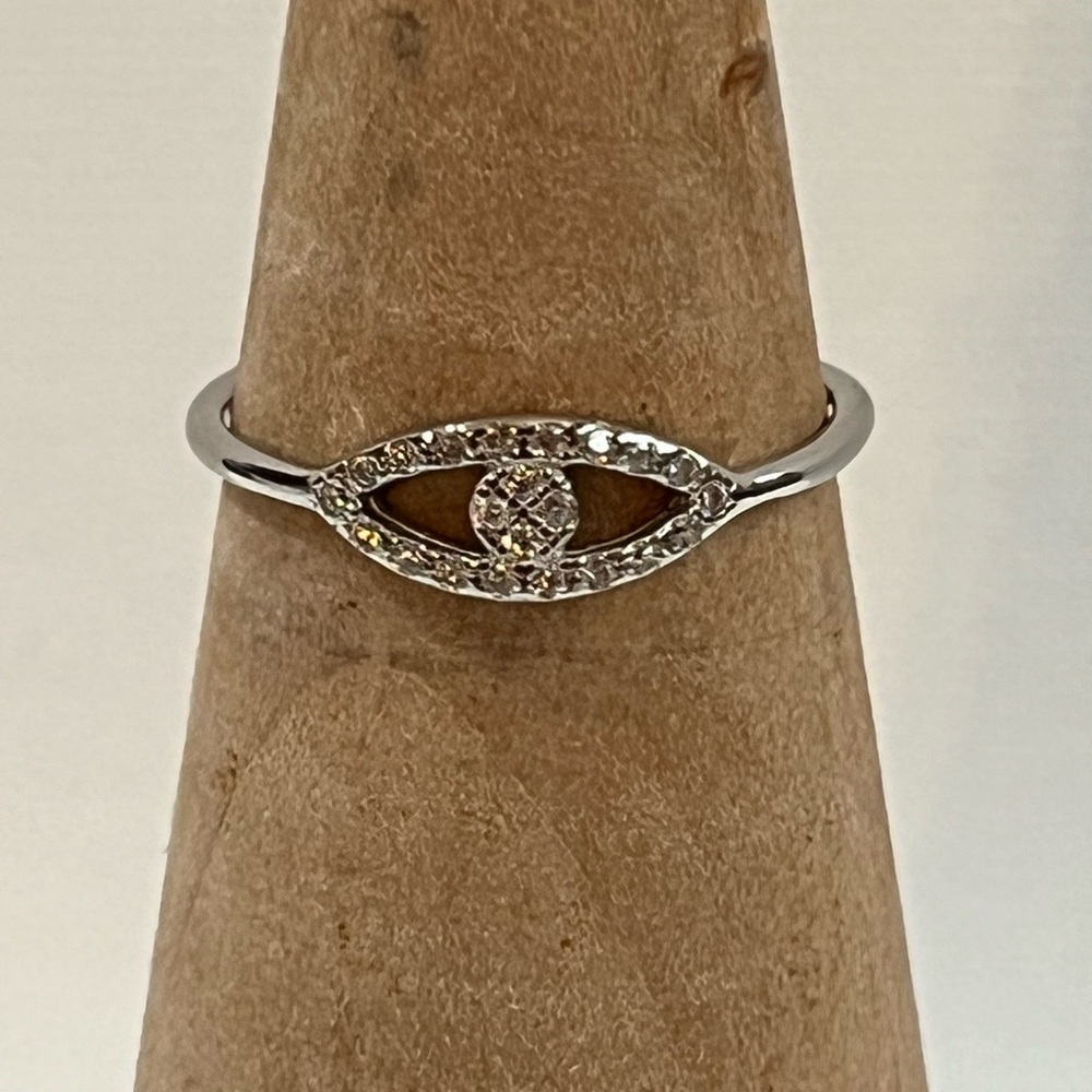 Solid 925 Sterling Silver Dainty Evil Eye Ring Cu… - image 5